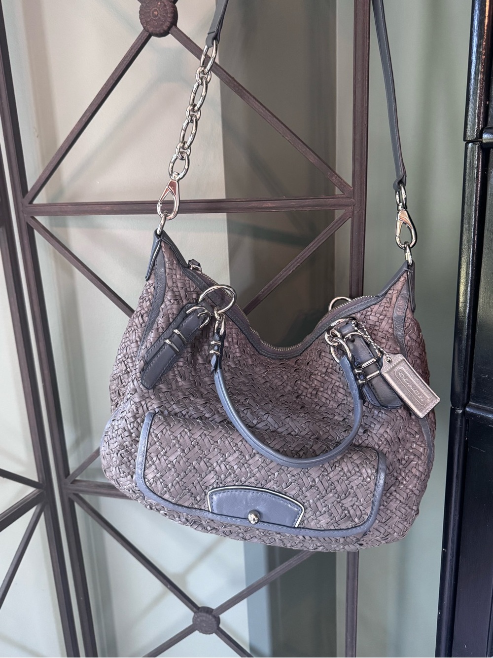 Coach Woven Shoulder Bag in Gray